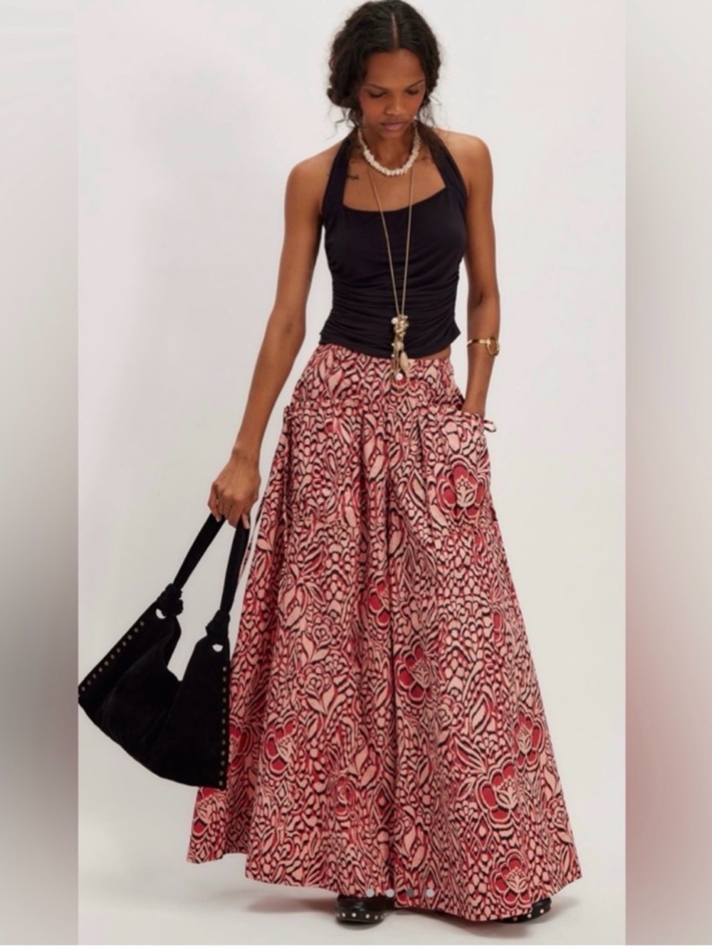 Free People Miss You Most Printed Wide-Leg Pants